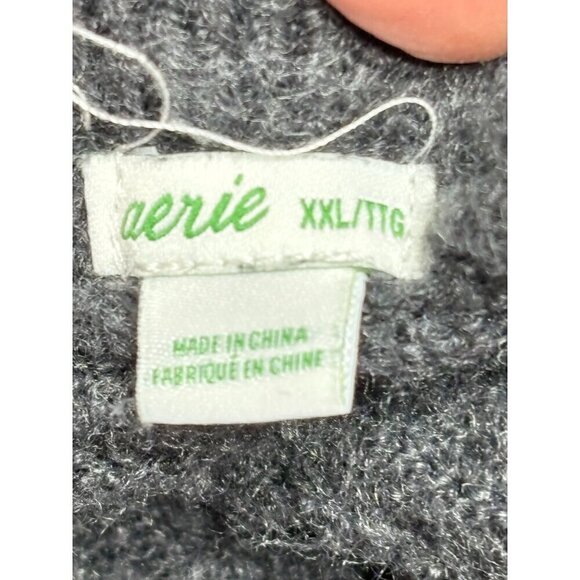 Aerie Twist Back Gray Ribbed Knit Sweater Dress Plus Size XXL Cotton Blend Soft - Picture 6 of 9